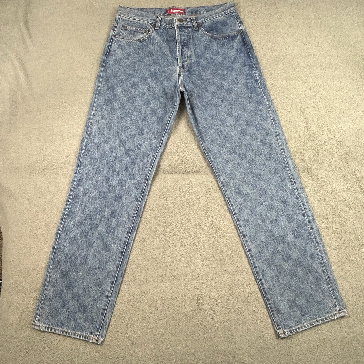 Supreme Regular Jean Washed Checkerboard Men's 32 Button Fly (FW20