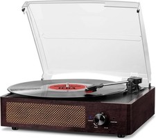Vinyl Record Player Turntable with Built-in Bluetooth Receiver 2 Stereo Spea...