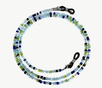 Brillenkette Seil Umhängeband blau Perlen Brillenband Brille Lesekordel