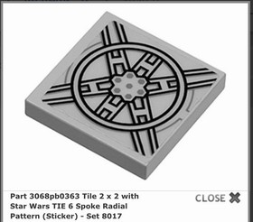 LEGO 3068pb0363 Gray Tile 2x2 Star Wars Sticker 8017 Darth Vader Tie Fighter