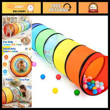 Colorful Kids Play Tunnel Tent - Pop Up Crawl Toy for Toddlers  Pets, Indoor/Ou