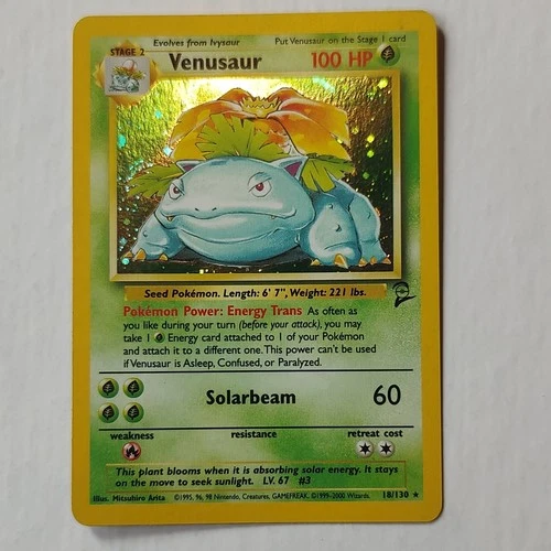Pokémon Venusaur 015/102 Base Set Holo Rare 100 HP 2000 English Card