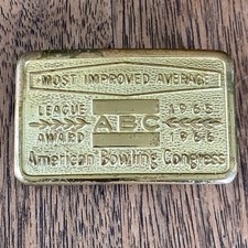 Most Improved Average Award American Bowling Congress Brass Belt Buckle 1965 -66