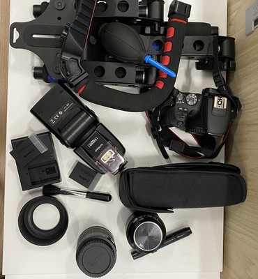 Canon EOS Rebel SL2 DSLR Camera Kit - 18-55mm & 50mm Lenses Speedlight Rig Bag