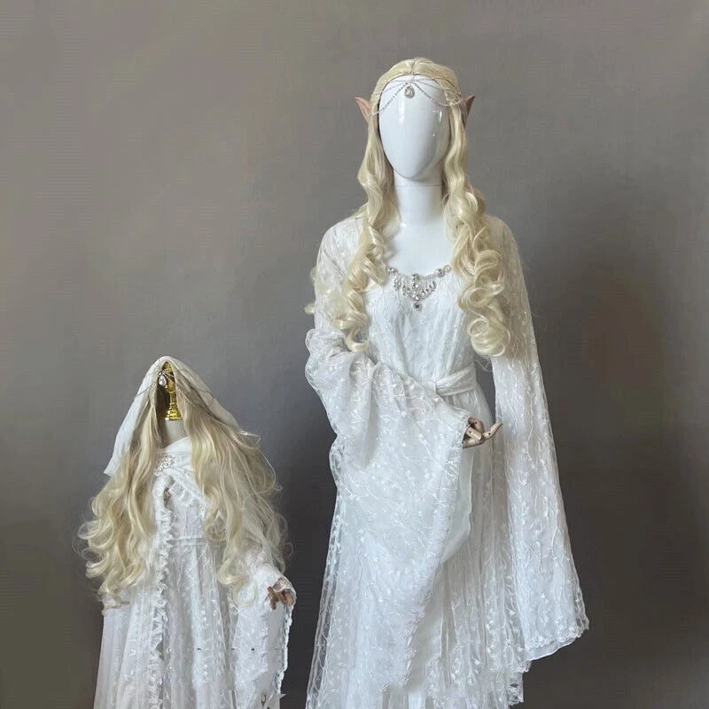 The Hobbit Lord of the Rings Galadriel Cosplay Costume Outfits Wig Adult/kids - Image 2 of 4