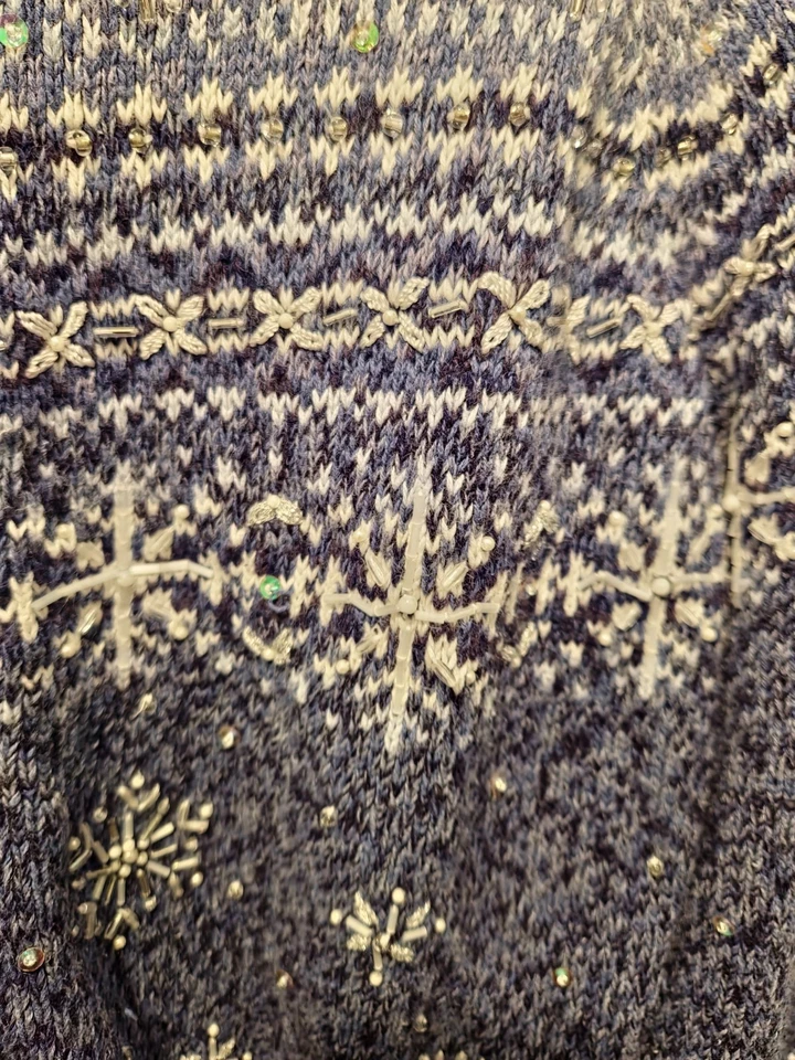 Copo de Nieve Invierno Navidad Vacaciones Cremallera Chaqueta Talla Pequeña Fair Isle Nordic  Foto 4 de 4