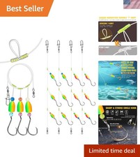 Surf Fishing Essential: 10PCS T-Knot Pompano Rigs with Corrosion-Resistant Hooks
