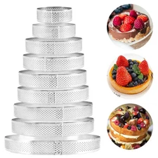 French Dessert Mousse Perforated Tart Ring Cake Mold Circle Mould Tartlet Molds