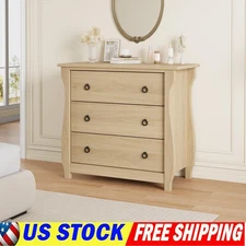 Bedroom Storage Dresser 3 Drawers with Cabinet Wood Furniture Bedroom Chest