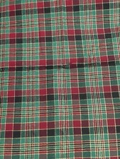 Christmas Fabric Plaid Tartan Red Green Metallic Quilt Cotton Blend By The Yard