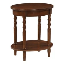 Pemberly Row Oval End Table with Shelf in Espresso Wood Finish