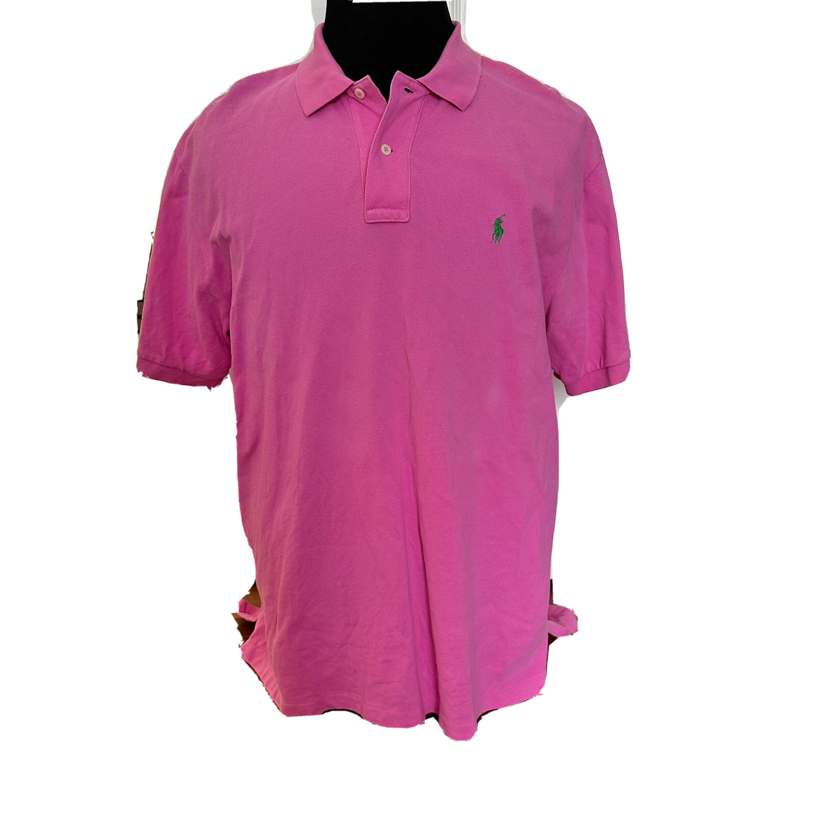 POLO Ralph Lauren VINTAGE Pony Golf Camicia Uomo XL Rosa 100% Cotone