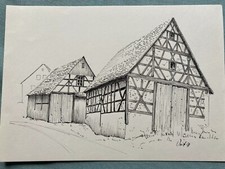 Drawing Old Farmhouse Timbered Barn Franconian Switzerland? Voit 1991 S6_15