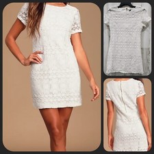 LULUS Love You For Eternity White Lace Shift Mini Dress**Lovely*Size SMALL*NWOT