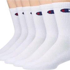 Champion Gift Box of 6 pairs Unisex Crew Socks Men's 6-12 Women's 8-12 Cushioned