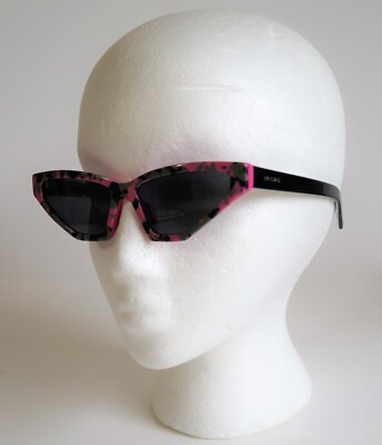 PRADA SPR 12V-F 462-5S0 Cat Eye Pink/Black/White Frame Grey Lens