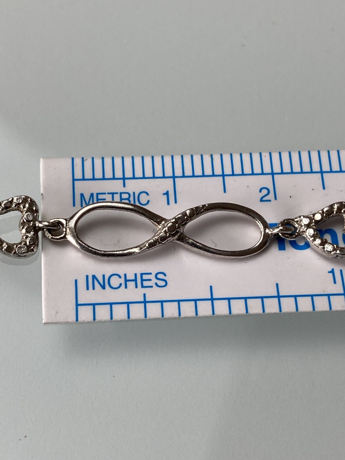 Sterling 925 Solid Silver Heart Infinity Chain Br… - image 10