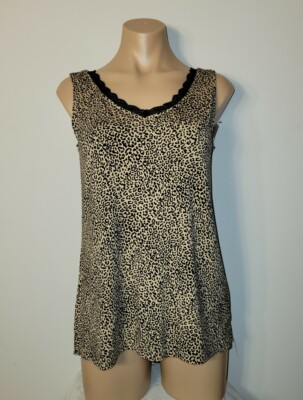Chicos 0 Small 4-6 NWT Leopard Print Lace Nack Sleeveless Tank Top 