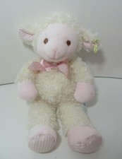 Eden Learning curve lamb plush cream pink striped feet polka dot bow baby toy