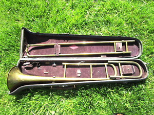 HARRY COLEMAN EXCELSIOR TROMBONE, EARLY 1900'S, PHILADELPHIA, PA. MAKER, CASE