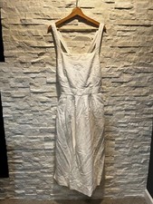 NWT Women's GAP Pleated Overall Lined Dress Pockets White 16 TALL