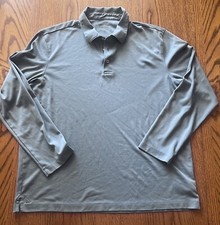 Untuckit Men's Damaschino Long Sleeve Wrinkle-Free Cotton Polo Blue Size XL