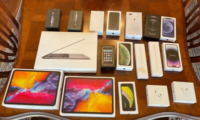 LARGE LOT 22 APPLE IPHONE, IPAD, AIRPOD, Pencil AND MACBOOK PRO (BOX ONLY)