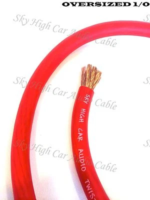 50 ft 1/0 Gauge Oversized AWG RED Power Ground Wire W/ SPOOL Sky High Car Audio