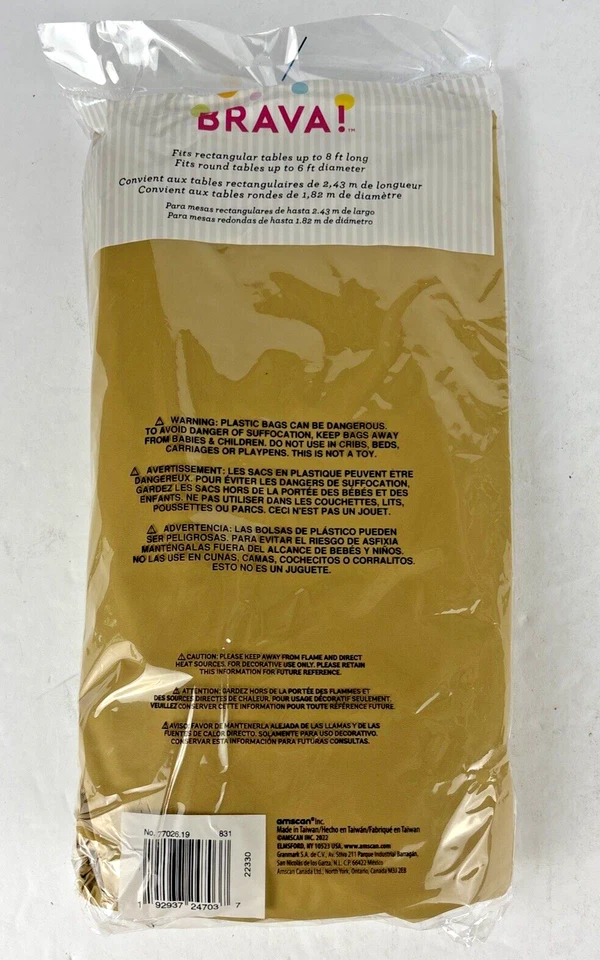 Пластиковая плиссированная золотая настольная юбка Amscan 29 дюймов x 21 фут 1 шт. - Изображение 2 из 2