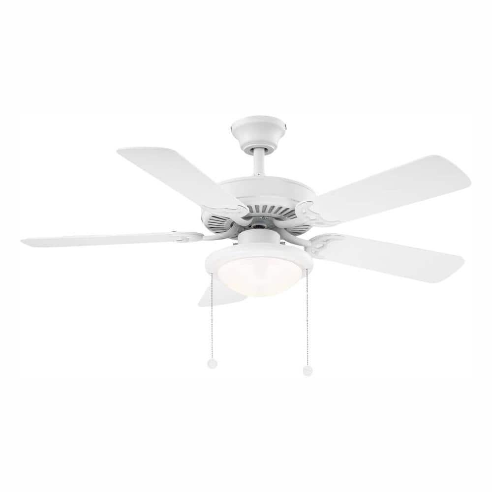 44 Inch Matte White Ceiling Fan with Reversible Blades LED Light and Quiet AC Motor for Indoor Use-image