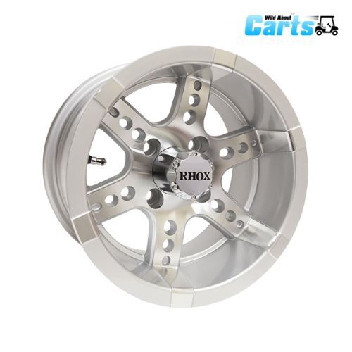 12" Machined Silver Golf Cart Wheels/Rims on Tires Combo (22x10-12 DOT) Set of 4
