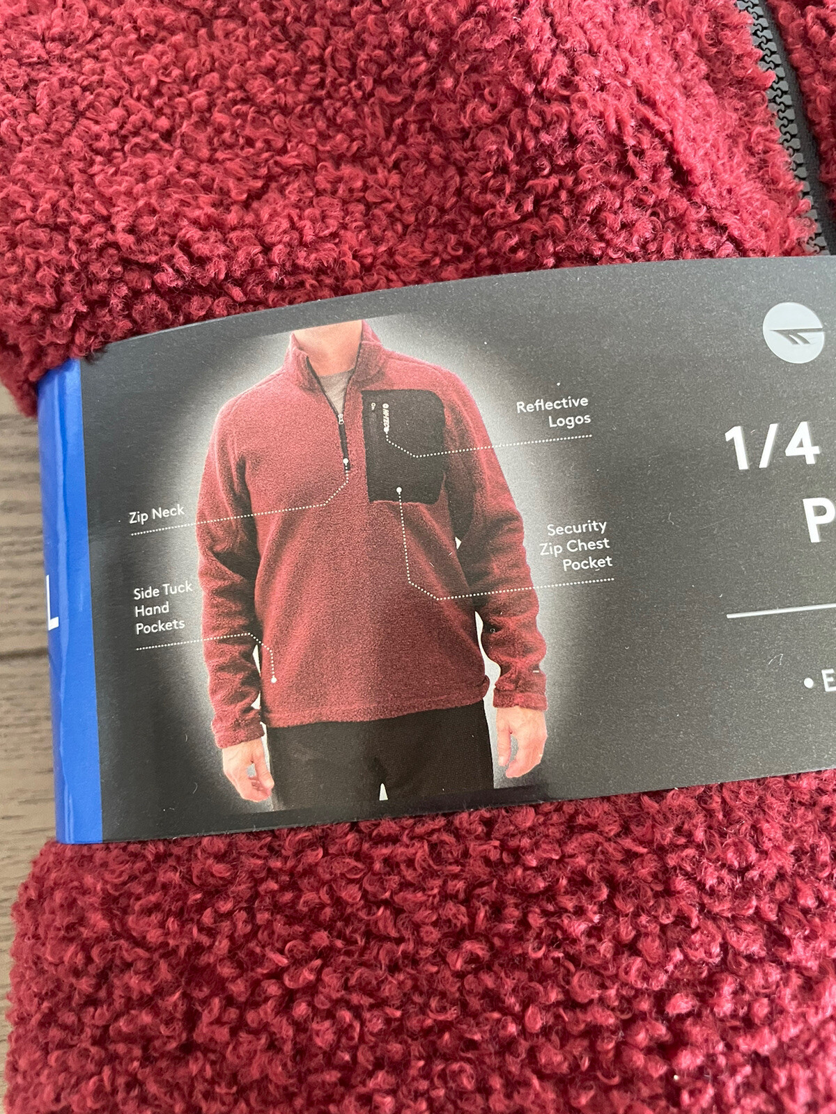 HiTec Men’s Fleece Pullover with Pockets Long Sleeve 1/4 Zip Large