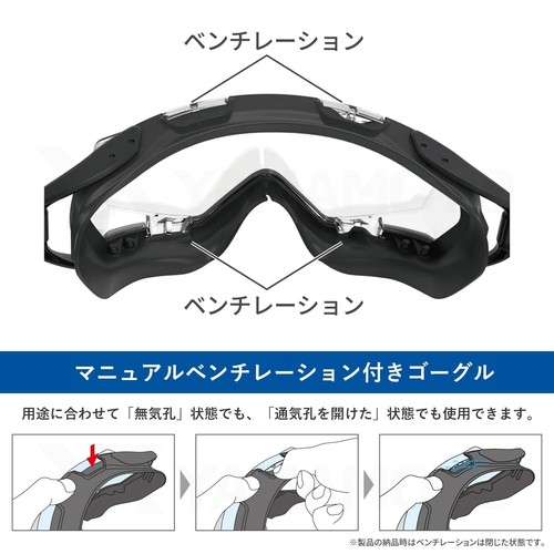 YAMAMOTO SAFETY GOGGLES MANUAL VENTILATION (BLACK FRAME) YG-1000 - Picture 4 of 5