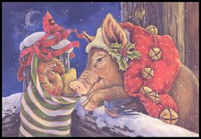 Greeting Card - Bird Mouse Pig - Donna Race -...