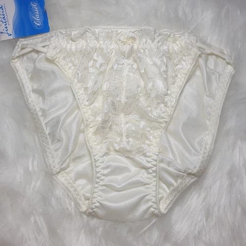 Vintage Nylon Lace Panty Sissy White Bikini Polyester Brief Sz. Small Hip 32-36"