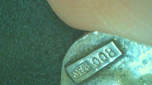 Unique Vintage Marked 800 Silver Men's Cufflinks 7 grams red stone - Picture 5 of 12