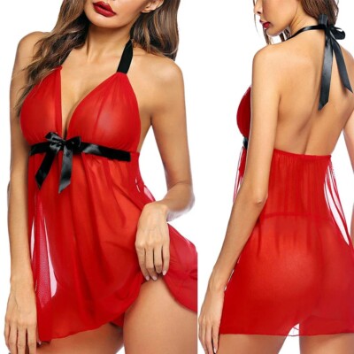 Sexy Damen Spitze Reizwäsche Babydoll Unterwäsche Nachtwäsche Dessous S-XL