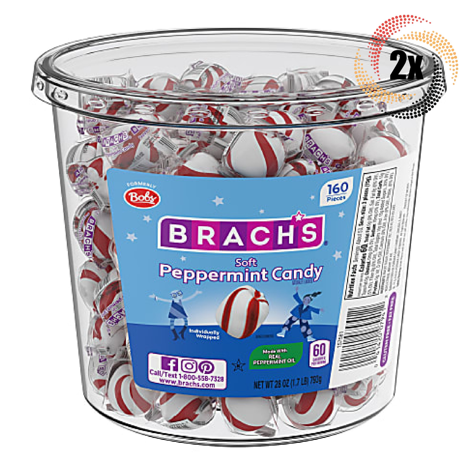 2 упаковки мягких мятных леденцов Brachs Mint | 160 грамм | 28 унций | Бывшие в употреблении Bobs