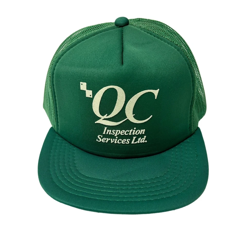 Nuevo de Colección Años 80 Yupoong Malla Verde CAMIONTE Sombrero Inspección de Control de Calidad Snapback Gorra CUELLO ROJO Foto 2 de 4