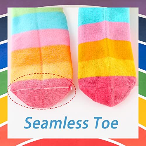 Kids Crew Socks Seamless Boys Girls Rainbow Stripes Socks 3-5T Set A, 5 Pairs - Picture 2 of 7