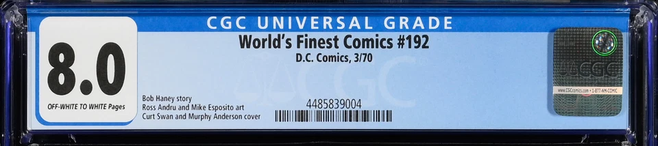 WORLD'S FINEST 192 CGC 8.0 BATMAN SUPERMAN ROBIN FIRST COL. KOSLOV CPR CANDIDATE - Image 3 of 4