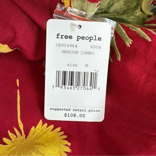 NUOVO pagliaccetto Free People Maroon Combo stampa hawaiana Malibu M - Foto 12 di 12