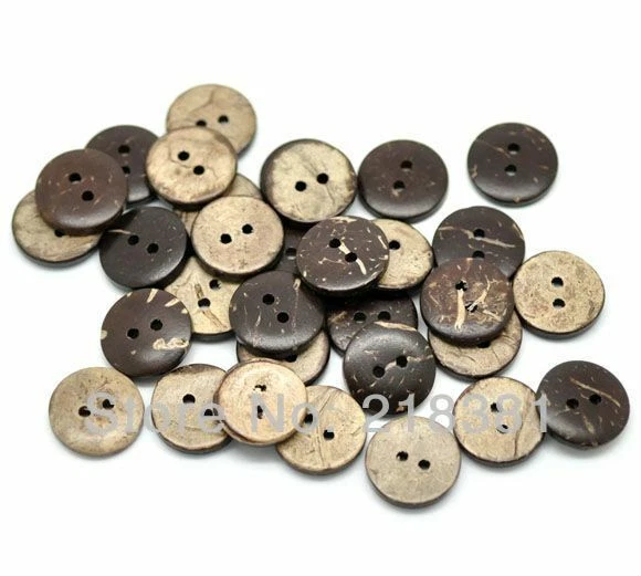 150pcs/set Brown Coconut Shell Buttons 15mm 2 Holes Wooden Button Sewing Crafts - Image 2 of 4