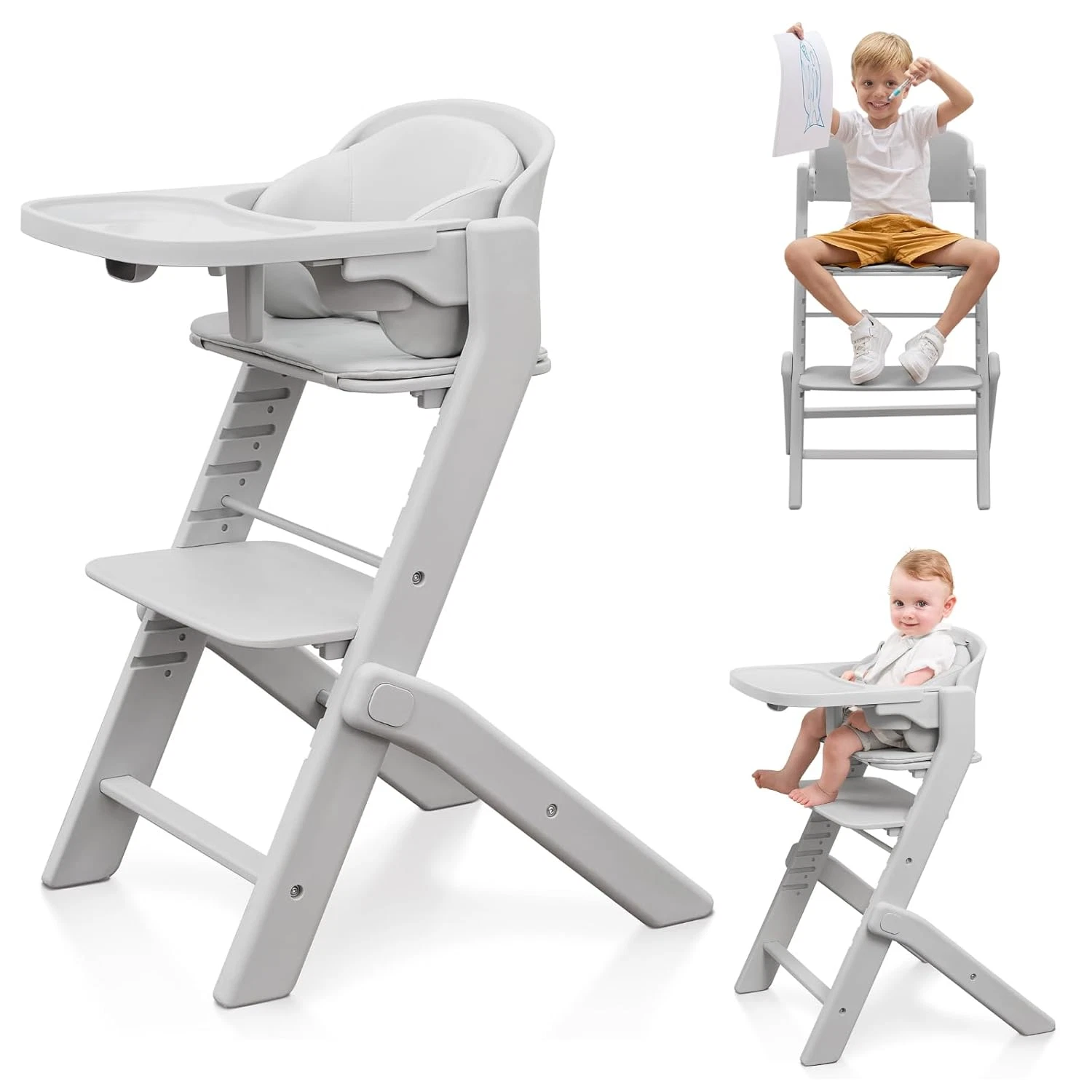 Full-Body Washable Baby High Chair with Soft Cushion, Adjustable for 6 Months to