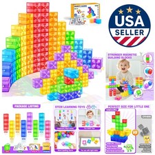 32pcs Translucent Magnetic Building Blocks - STEM Rainbow Cubes for Toddlers