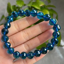 9.7mm Natural Blue Aquamarine Crystal Rough Beads Bracelet