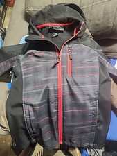 Free Country Youth Medium 10/12 fleece jacket Red/ Black With Hood