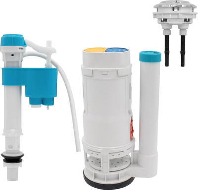 Toilet Dual Flush Valve, Fill Valve, Push Button, Small Drain Outlet Dia 2.5'', F