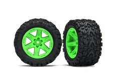 Traxxas Rustler 2wd Rear Mounted Wheels and Tires Green 6774G