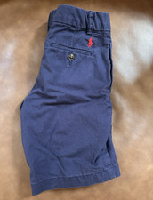 Polo Ralph Lauren Boys Blue Solid Chino Shorts 10 Flat Front Button Pockets